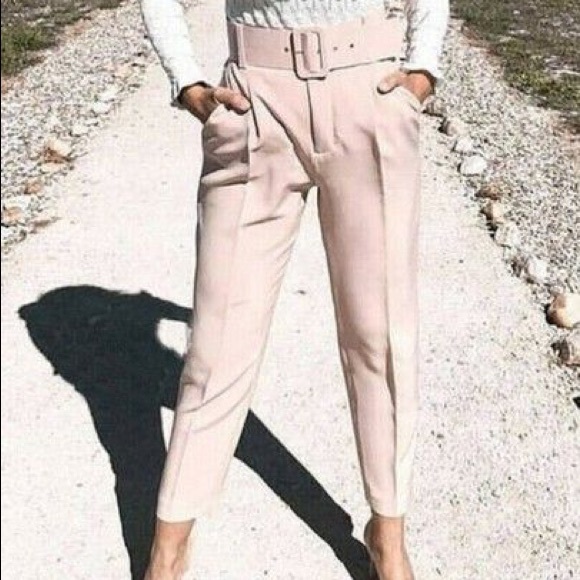 Zara belted trousers - nude pink - XS - Picture 4 of 7